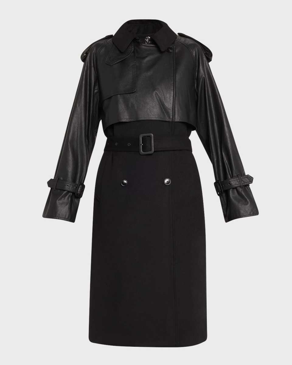 Thalia Wool and Faux Leather Coat